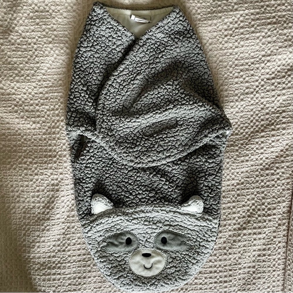 Chick Pea Cozy Sleep Sack Swaddle, grey raccoon/woodland creature